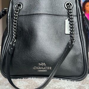 Coach Black Pebbled Leather Shoulder Bag